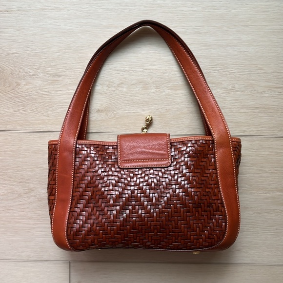 Vintage 1996 Barry Keiselstein-Cord Woven Leather Handbag-Italy - Brown/Caramel - Picture 3 of 13